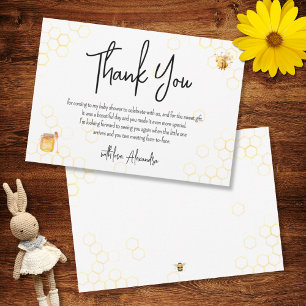 Mummy to Bee Gender Neutral Stylish Baby Shower Thank You Card