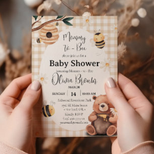 Mummy To Bee Gender Neutral Watercolor Baby Shower Invitation