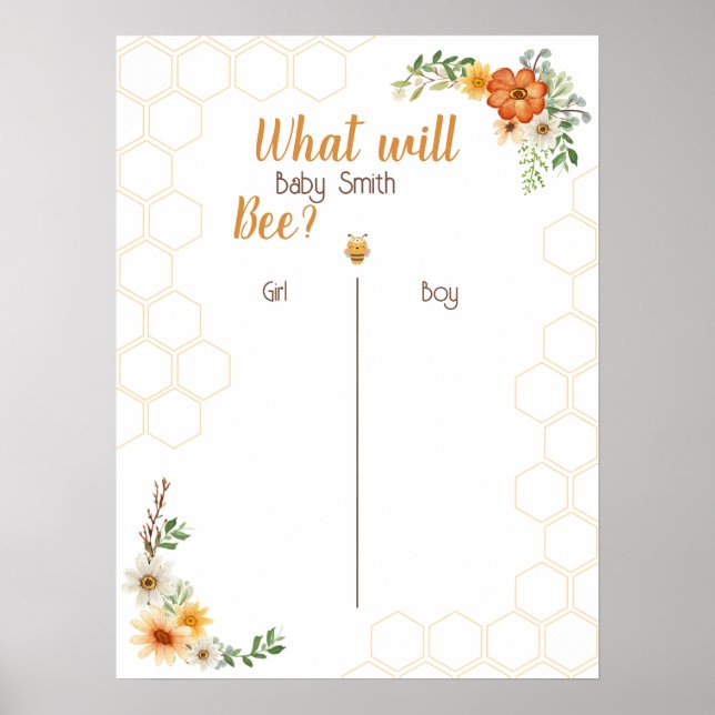 Mummy To Bee Gender Reveal Voting Poster (Front)
