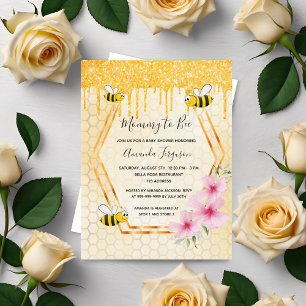 Mummy to bee glitter drips baby shower invitation postcard