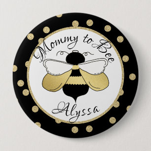 Mummy to Bee Gold Confetti 10 Cm Round Badge