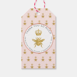 Mummy to Bee Gold Sparkle Crown Girl Baby Shower Gift Tags