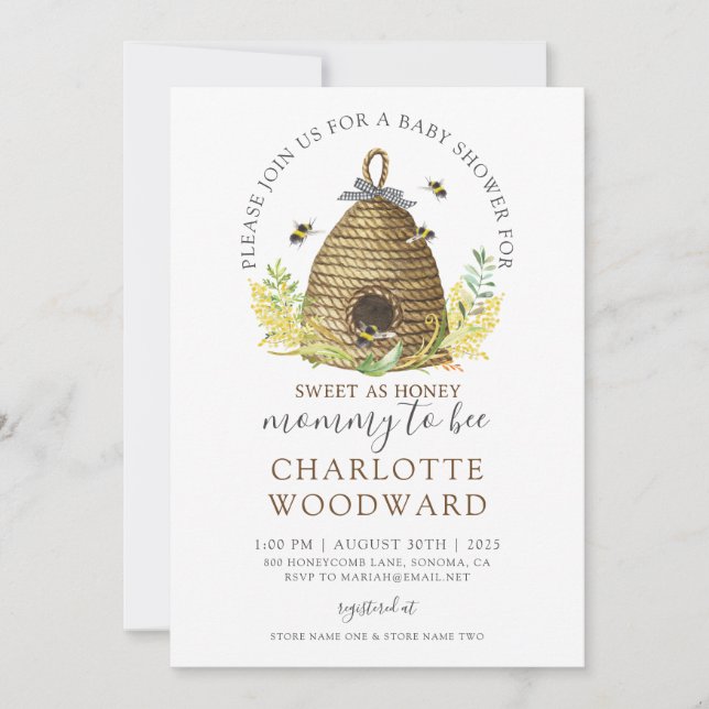 Mummy To Bee Hive Baby Shower Invitation (Front)
