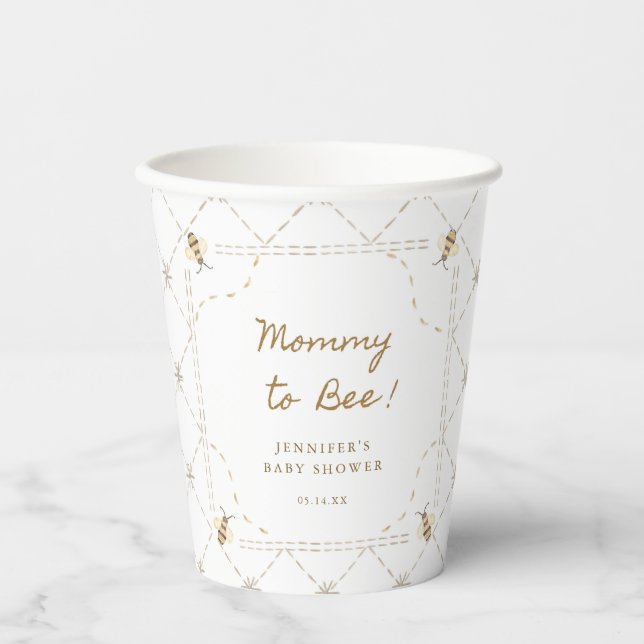 Mummy To Bee Honey Baby Shower Paper Cups (Front)