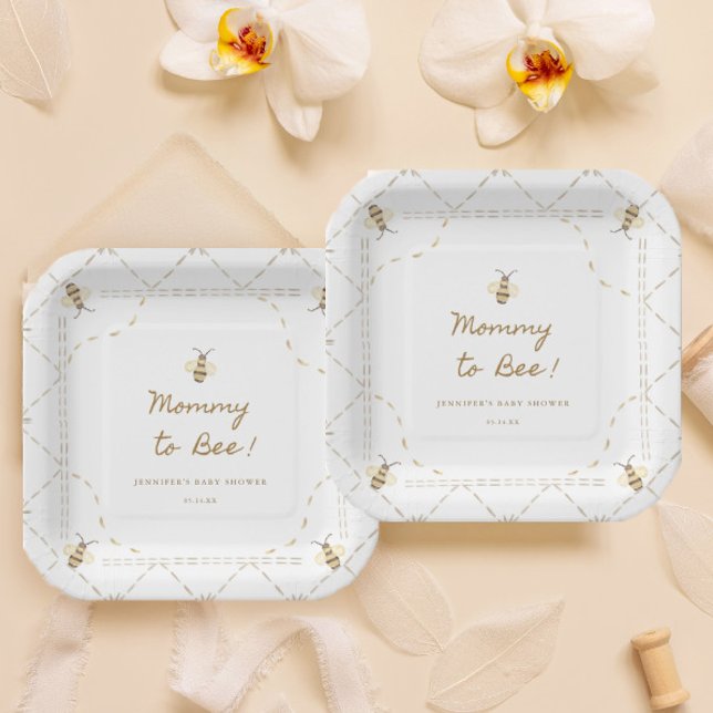 Mummy To Bee Honey Baby Shower Paper Plate (Creator Uploaded)
