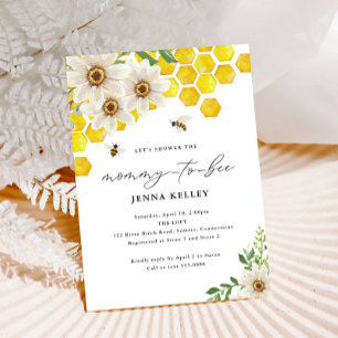 Mummy to Bee, Honey Bee and Daisies Baby Shower Invitation