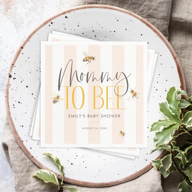 Mummy to Bee Honey Gender Neutral Baby Shower Napkin (Creator Uploaded)