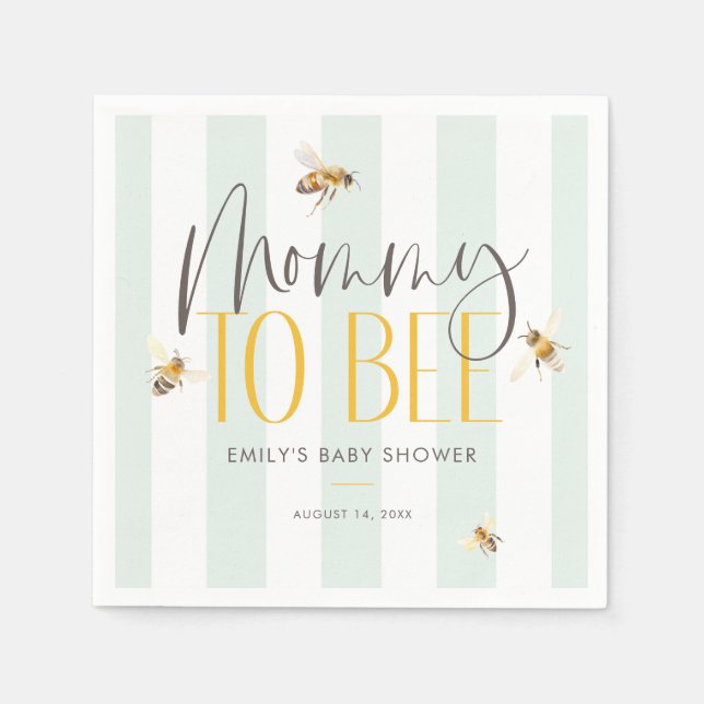 Mummy to Bee Honey Gender Neutral Baby Shower Napkin (Front)