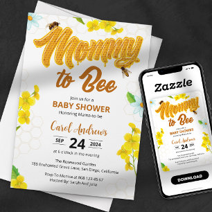 Mummy to Bee Honeycomb Baby Shower Invitation