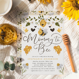 Mummy To Bee Honeycomb Bumblebee Baby Shower Invitation