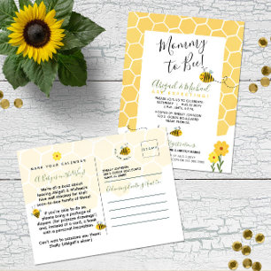 Mummy to Bee Honeycomb Watercolor Bee Baby Shower Postcard