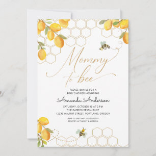 Mummy To Bee Lemons Glitter Honeycomb Baby Shower Invitation