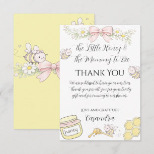 Mummy to Bee pink bow girls baby shower thank you  Card