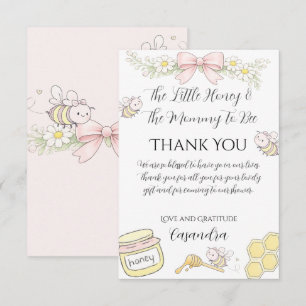 Mummy to Bee pink bow girls baby shower thank you  Card