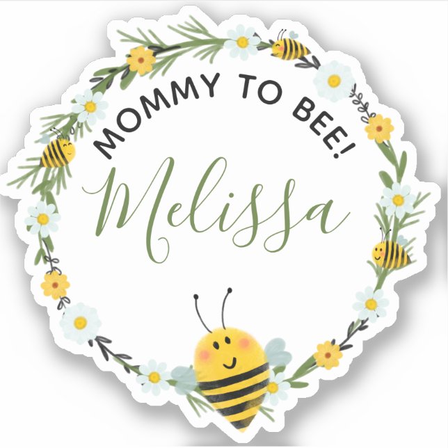 Mummy to Bee Pretty Watercolor Bee Baby Shower (Front)