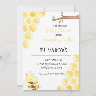 Mummy To Bee Themed Baby Shower Invitation