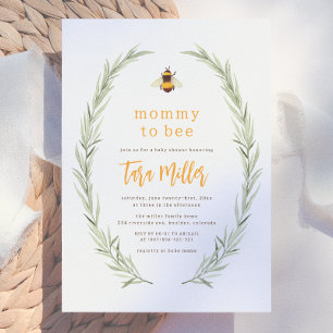 Mummy To Bee Watercolor Gender Neutral Baby Shower Invitation