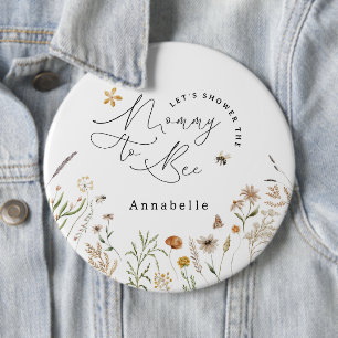 Mummy to bee wildflower baby shower 6 cm round badge
