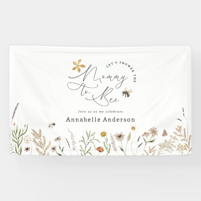 Mummy to bee wildflower baby shower banner (Horizontal)
