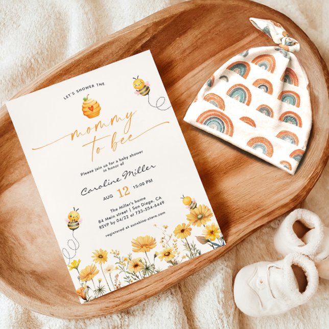 Mummy To Bee Wildflower Baby Shower Honey Bee Invitation (Creator Uploaded)