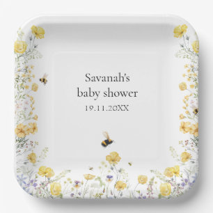 Mummy to Bee Wildflower Baby Shower Paper Plate