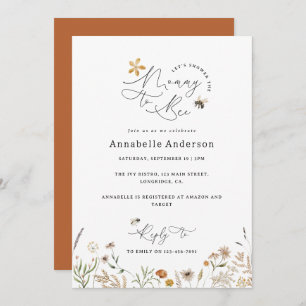 Mummy to bee wildflower baby shower terracotta invitation