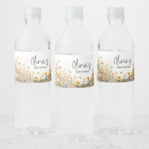 Mummy to Bee Wildflower Baby Shower Water Bottle Label