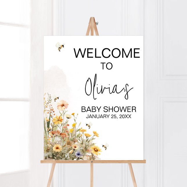 Mummy to Bee Wildflower Baby Shower Welcome Poster (Wildflower Mommy to Bee Baby Shower Welcome Sign)