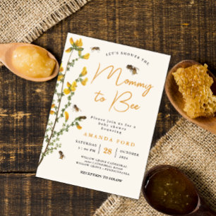 Mummy to Bee wildflower yellow floral Baby Shower Invitation