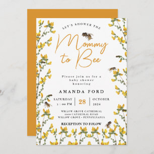 Mummy to Bee wildflower yellow floral Baby Shower Invitation