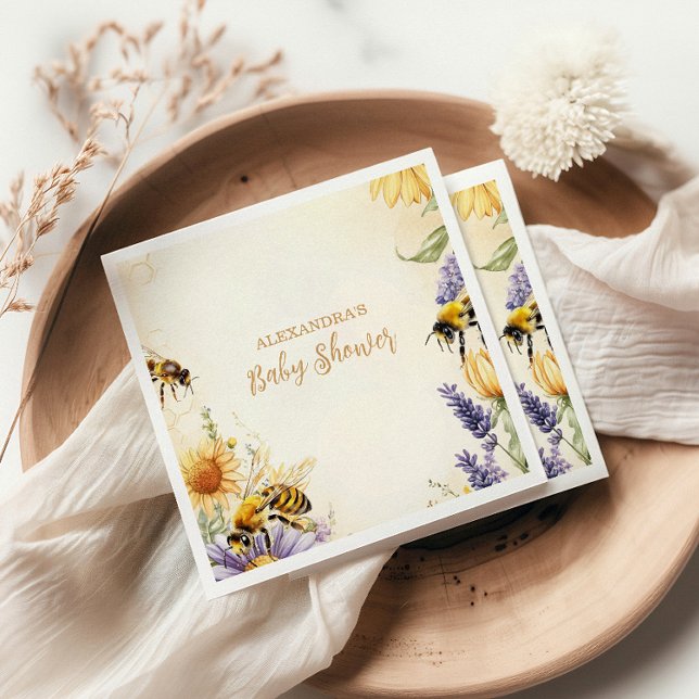 Mummy to Bee Wildflowers Baby Shower Napkin (Creator Uploaded)