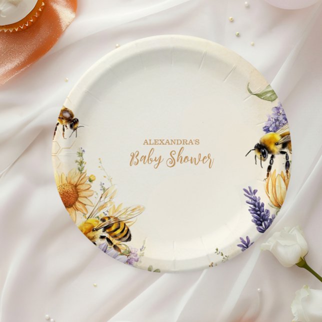 Mummy to Bee Wildflowers Baby Shower Paper Plate (Creator Uploaded)