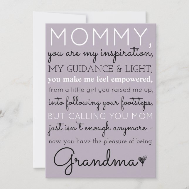 Mummy To Grandma Cute Pregnancy Announcement (Front)