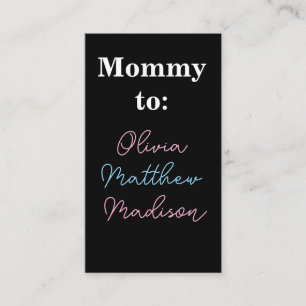 Mummy to: Pink Blue Kids Names Calling Card