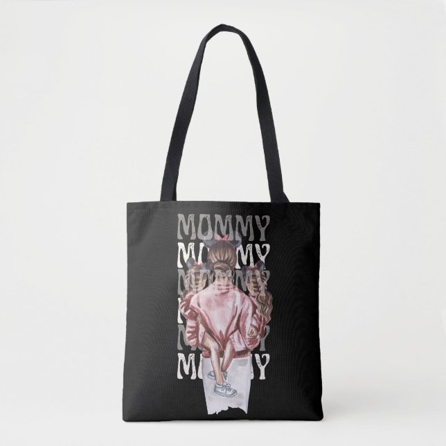 Mummy Tote Bag –Mother and Daughters Ilustration (Front)