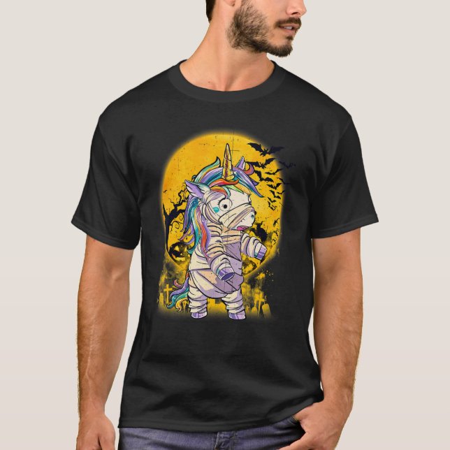 Mummy Unicorn Halloween Girls Boys T-Shirt (Front)