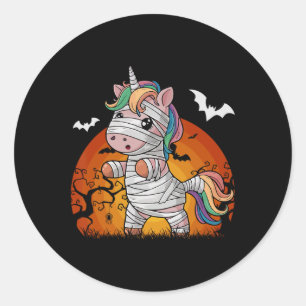 Mummy Unicorn Halloween Girls Unicorn Halloween Co Classic Round Sticker