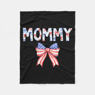 Mummy US Flag Bow Birthday 4th of July Family Fleece Blanket
