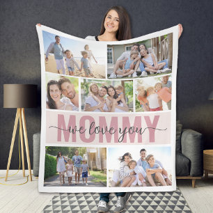 Mummy We Love You Photo Collage Mother's Day Fleece Blanket