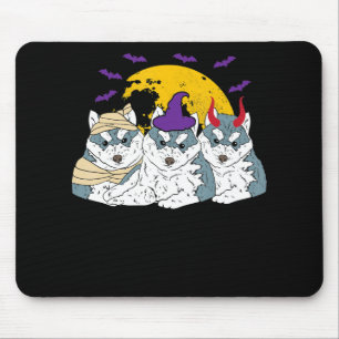 Mummy witch siberian husky dog   halloween gift mouse mat