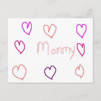 mummy  with hearts postcard