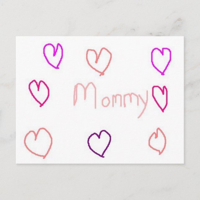mummy  with hearts postcard (Front)