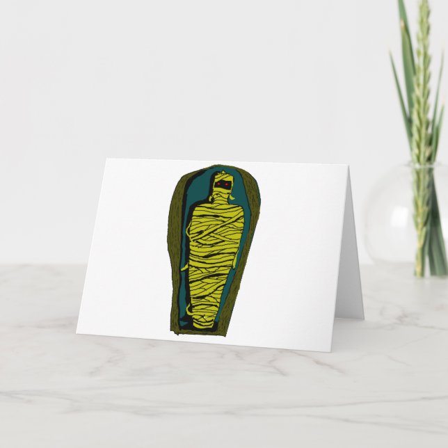 Mummy with Red Eyes inside Egyptian Sarcophagus Card (Front)