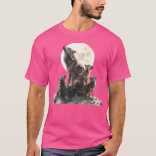 Mummy Wolf Howling At Moon Wolf Lovers Mother'S Da T-Shirt