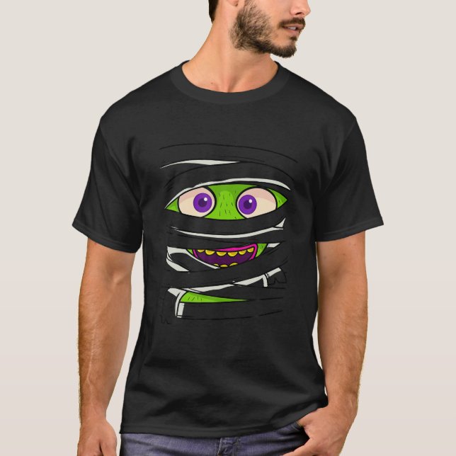 Mummy Wrap Eyes Costume Funny Scary Halloween Men T-Shirt (Front)