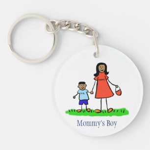 Mummy's Boy Family Art Characters Custom Keychain