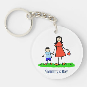 Mummy's Boy Family Art Characters Custom Keychain