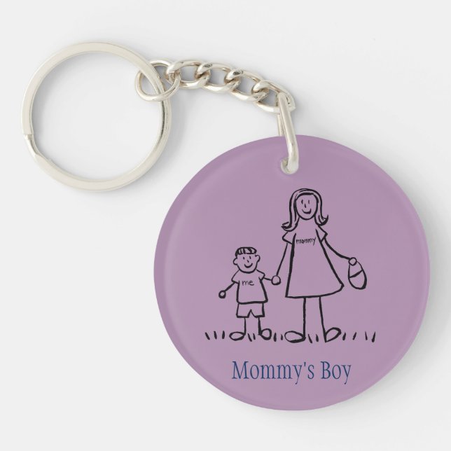 Mummy's Boy Family Art Characters Custom Keychain (Front)