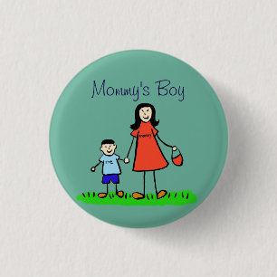 Mummy's Boy Family Art Custom Pendant Buttons