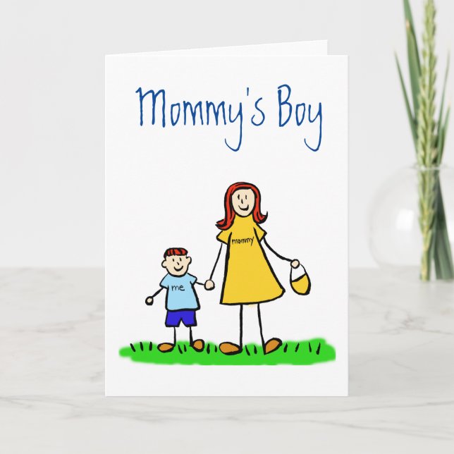 Mummy's Boy Family Character Custom Greeting Card (Front)